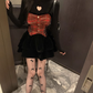 Sweet and spicy style heart hollow top 2025 large size plaid waist strap dress set R1208