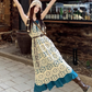 Fairy simple and elegant French blue suspender dress v-neck hollow woven knitted cardigan suit R1760