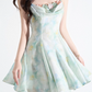 Three-dimensional flower suspender dress beautiful summer ruffled large swing A-line skirt R4109