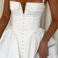 White suspender deep V sexy tube top A-line figure showing princess dress homecoming dress R2442