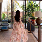 Fairy French floral suspender long dress beautiful holiday style v-neck wear backless dress R1754