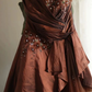 Dark brown suspender asymmetrical skirt satin princess skirt homecoming dress R4150