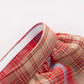 2025 Summer New Red Plaid French Retro Square Neck Temperament Short Sleeve Dress R0973