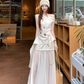 Fairy temperament high-end irregular off-shoulder sleeveless top skirt suit two-piece suit R1756