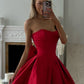 Red tube top waist slim princess puffy skirt homecoming dress R3698