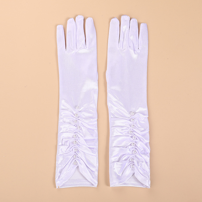 French satin wedding gloves full finger photo etiquette gloves retro dance banquet costume gloves     S6269