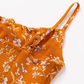 2025 Summer New Yellow Floral Sexy V-neck Mid-length Holiday Suspender Dress R0964