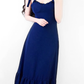 2025 Summer New Blue Beach Temperament Seaside Vacation Long Suspender Dress R0960