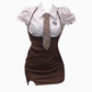 American college style retro hip skirt suit 2025 large size pure white shirt suit R1408