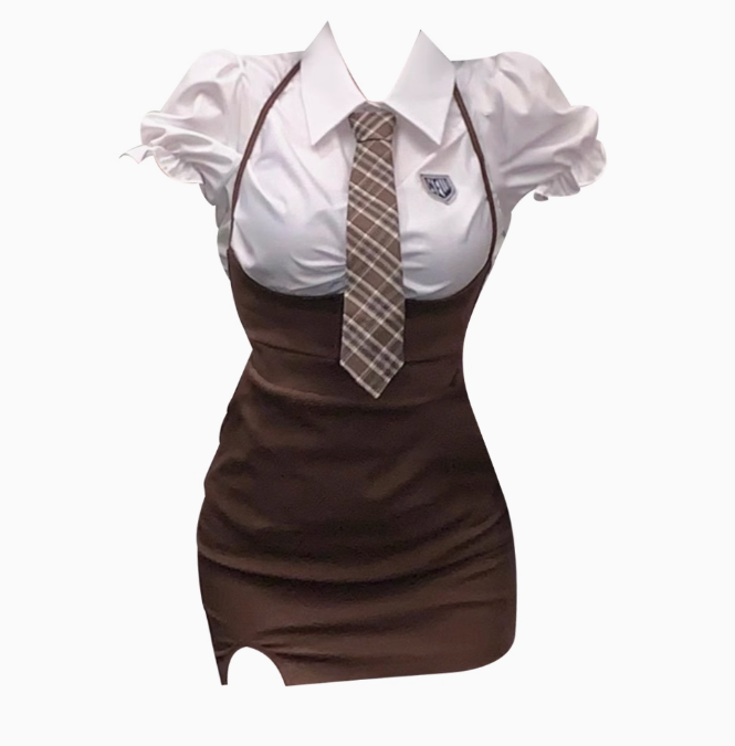 American college style retro hip skirt suit 2025 large size pure white shirt suit R1408