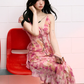 French asymmetric ruffled floral dress for women summer design niche long dress R3325