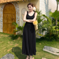 Temperament I-shaped vest dress design niche waist-revealing long skirt R0663