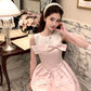 Pink waist satin sleeveless suspender dress women's summer French style skirt R4660