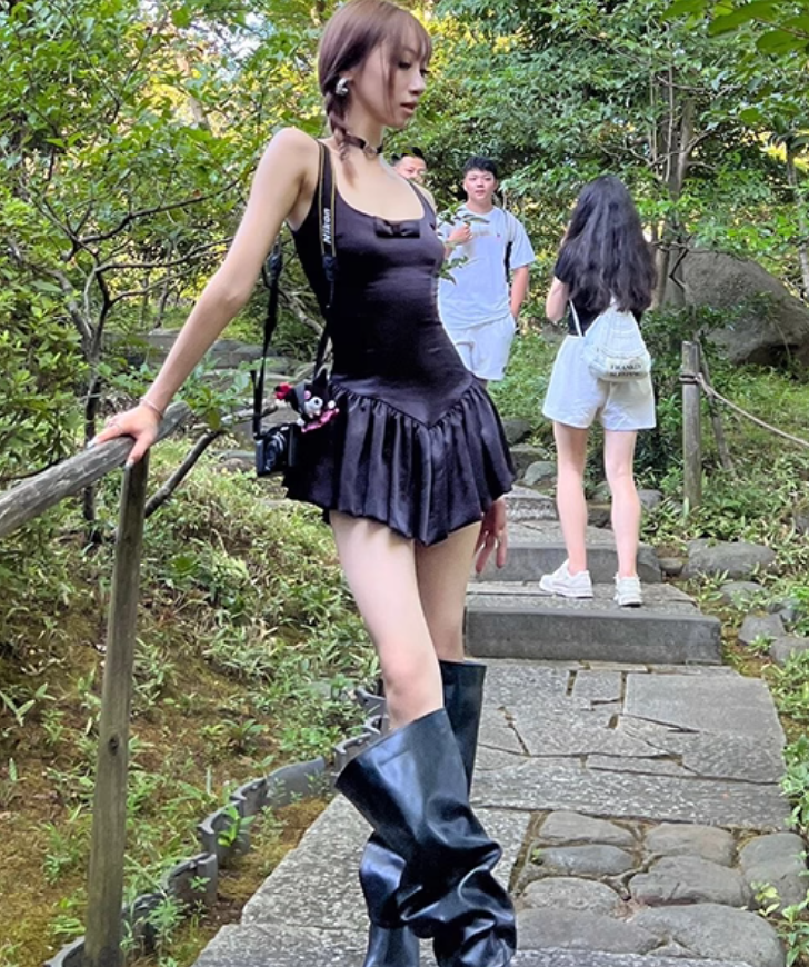 Retro pure desire style suspender dress 2025 large size sweet spicy style waist ballet tutu skirt R1250