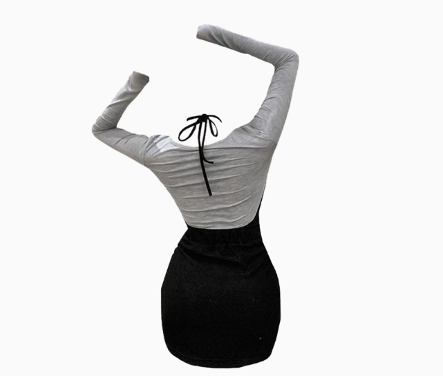 Pure desire sexy hot girl long-sleeved T-shirt 2025 large size sweet and spicy hip skirt suit R1196