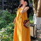 Relaxed yellow tassel sling white dress holiday temperament long dress beautiful beach dress R1621
