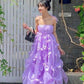 Purple tube top cake puffy long skirt homecoming dress R3768