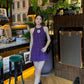 Purple round neck sleeveless waist slim A-line short skirt homecoming dress R3884
