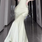 French ruffled sling satin dress large size high-end dress temperament slim fishtail skirt R1840