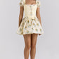 Apricot suspender skirt with floral pattern waist princess puffy skirt homecoming dress R2963