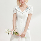 Short-sleeved summer dress V-neck Tencel cotton retro embroidery waist dress R5248
