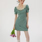 French skirt green plaid dress summer retro short skirt petite short skirt female summer R3457