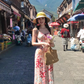 Women's French V-neck floral suspender dress waist and hip long skirt R0611