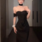 Large size French niche design hot girl dress pure desire tube top evening dress R1831