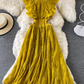 Lace round neck dress long sleeves fashionable slim fit elegant ruffled long skirt dress skirt R0396