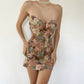 Floral flower tube top waist sexy mini skirt homecoming dress R2898