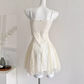White three-dimensional embroidered flower waist dress pure style skirt R2006