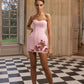 Pink tube top waist hip sexy short skirt homecoming dress R3686