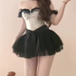 Beautiful outfit 2025 Beautiful jacquard camisole puffy skirt two-piece suit R0895