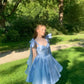 Light blue halter tube top waist princess tutu homecoming dress R3065