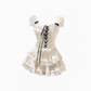 Pure desire style puff sleeves tie waist top 2025 lace splicing a-line skirt suit R1247
