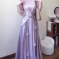 Gentle temperament purple sleeveless vest a-line skirt wear two-piece suit R0813