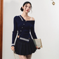 Elegant retro versatile patchwork short skirt autumn mid-waist casual skirt R3333