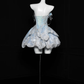 Light blue diamond sequined tube top with slim waist and short skirt for homecoming dress R4124