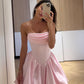 Pink tube top waist fishbone top slim fit skinny princess dress homecoming dress R3649