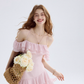 Watercolor flower path pink dress high-grade suspender skirt short skirt female summer R3422