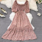 2025 new first love skirt square neck floral chiffon skirt tea break forest platycodon skirt a-line dress R0339
