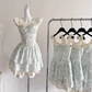Sweet flying sleeves gentle floral waist princess dress R2008