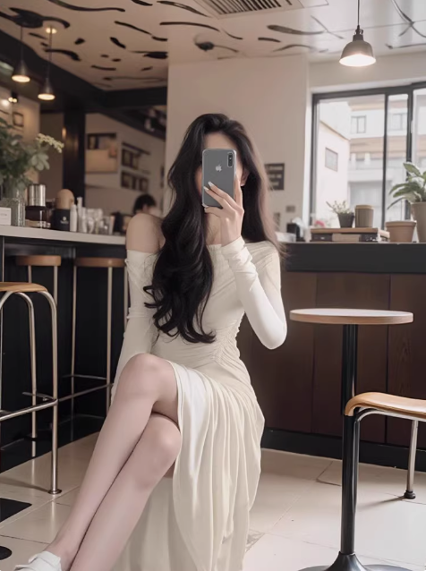 Knitted dress 2025 off-shoulder temperament tight gentle style one-shoulder long dress R1550