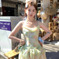 Mid-length chiffon waist-hugging sling neckline A-line dress summer French style slim temperament skirt R4737