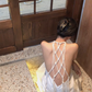French backless white dress design niche slim sexy seaside holiday beach dress R1602