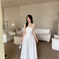 Red square neck suspender dress niche high-end a-line long dress certificate dress R1478