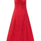 2025 summer new red floral temperament slim medium-length suspender dress R0924