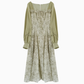 Spring new temperament green floral dress travel holiday dress R1924
