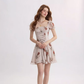 Rose Garden French Floral Short Dress R2709