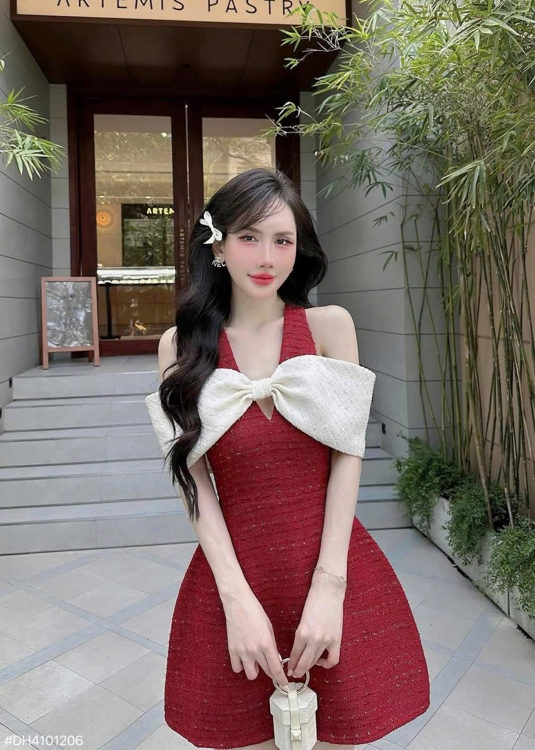 Red halter neck bow waist A-line slim mini skirt homecoming dress R3587